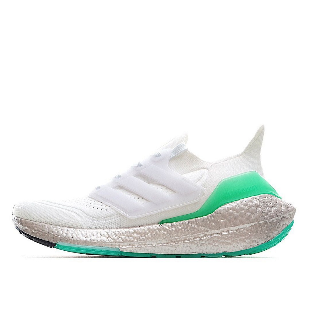 Tênis Adidas UltraBoost 21 - Branco Prata e Verde - Masculino 