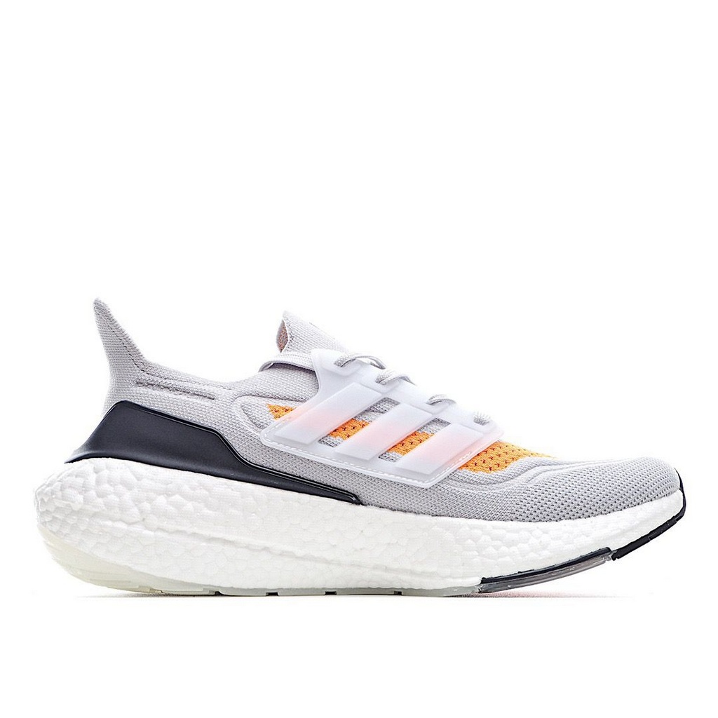 Tênis Adidas UltraBoost 21 - Cinza Claro e Laranja - Masculino