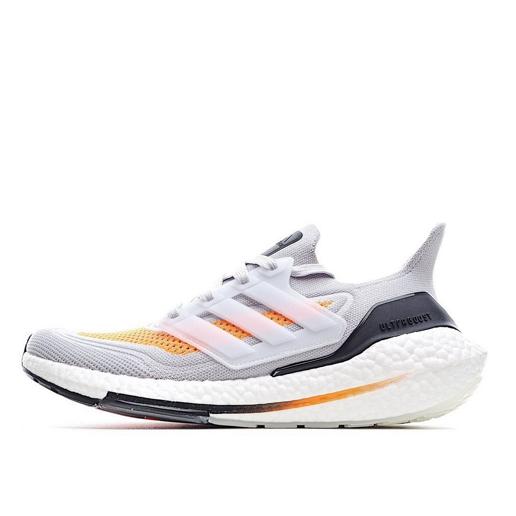 Tênis Adidas UltraBoost 21 - Cinza Claro e Laranja - Masculino 