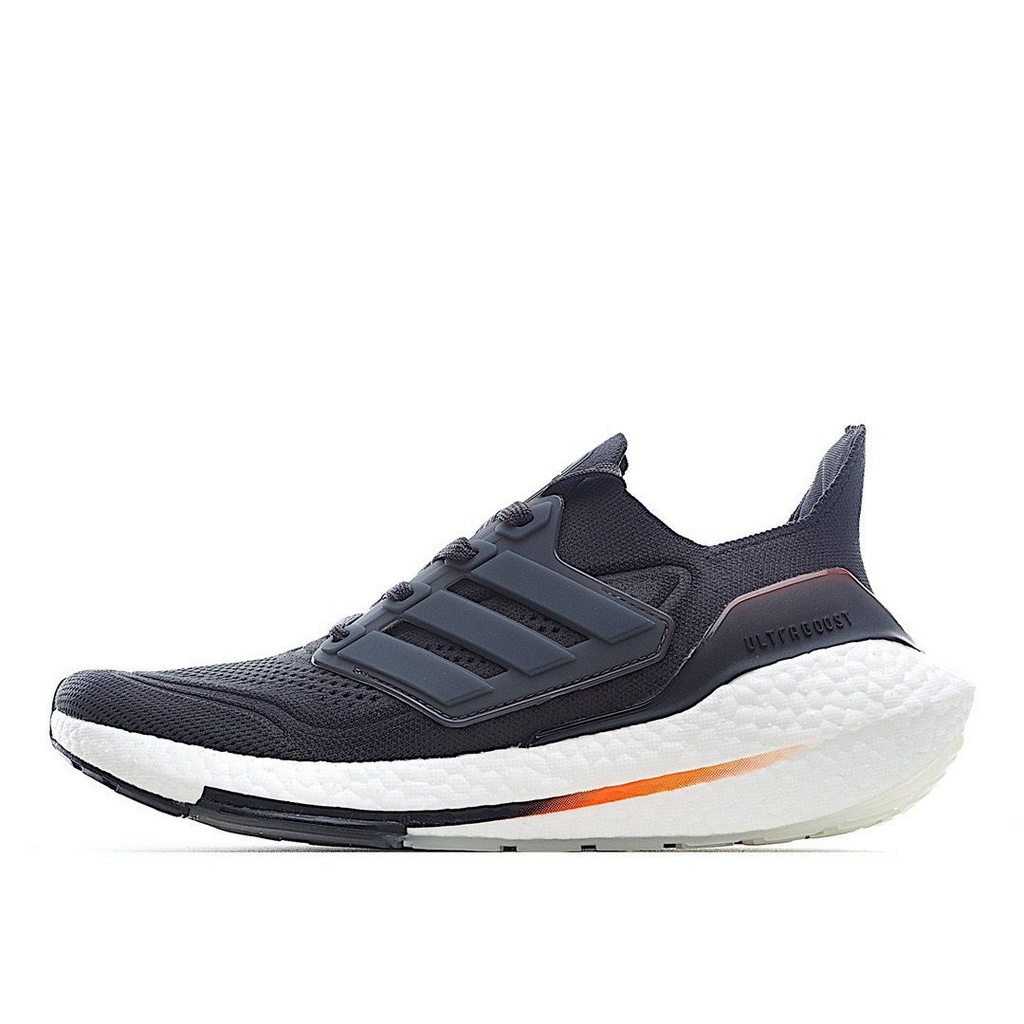 Tênis Adidas UltraBoost 21 - Preto Branco Laranja - Masculino 