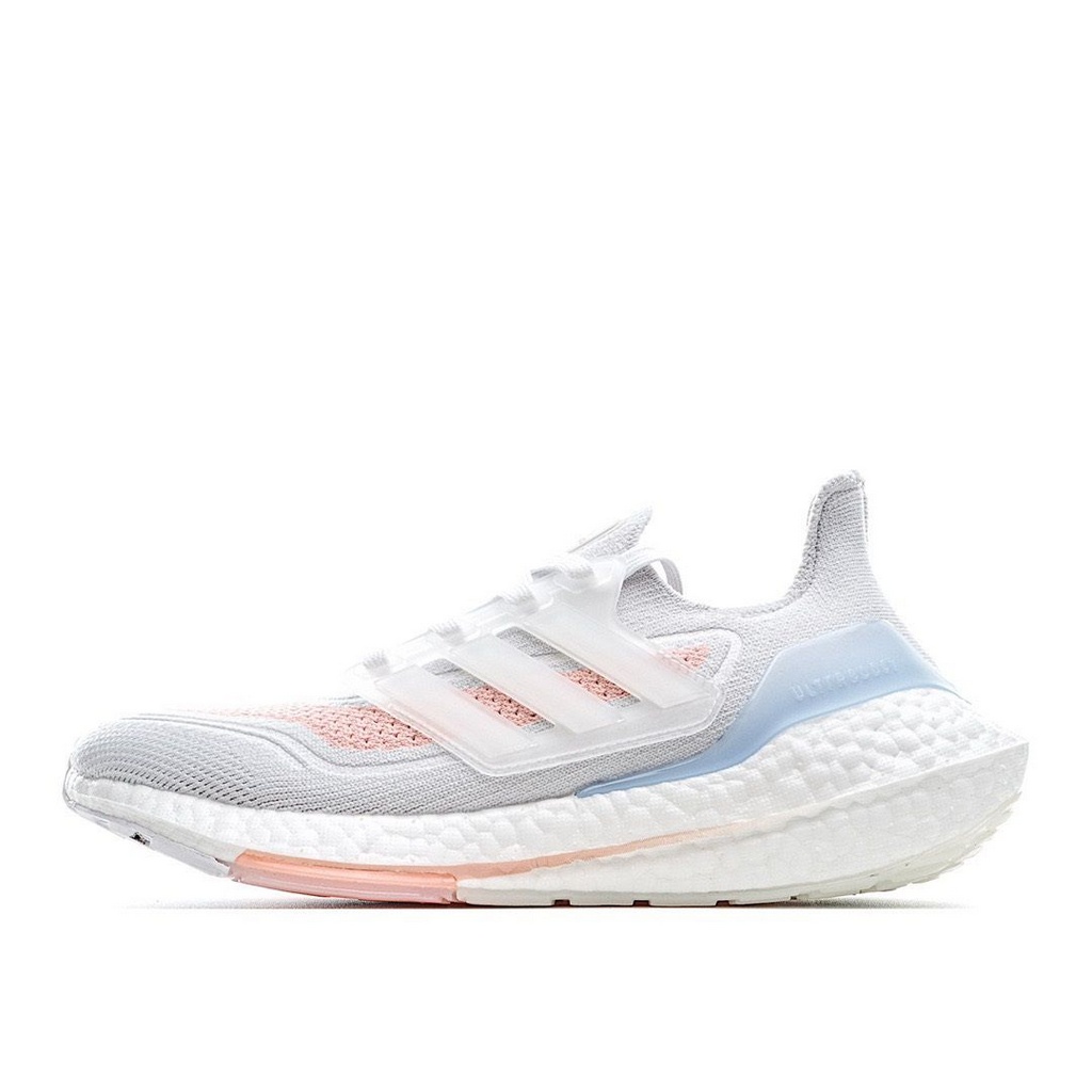 Tênis Adidas UltraBoost 21 - Branco e Azul Claro - Feminino 