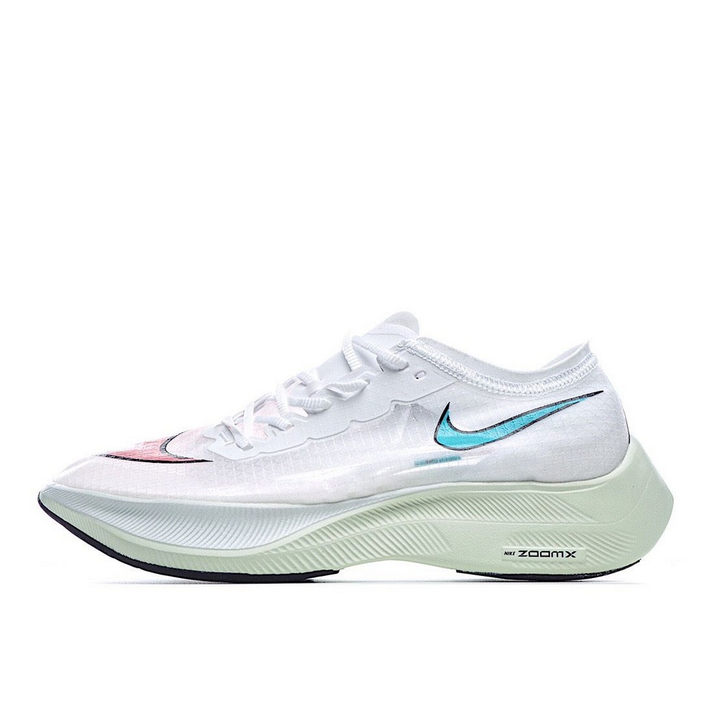 Tênis Nike ZoomX Vaporfly NEXT% - Branco Verde Claro e Azul - Masculino 