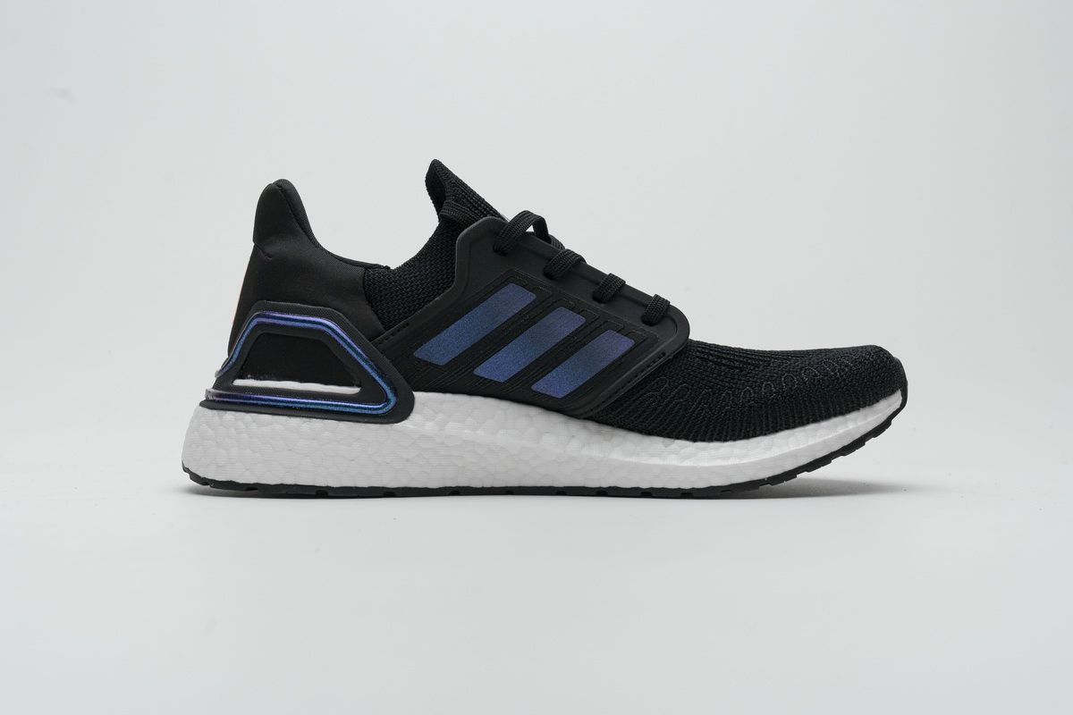 Tênis Adidas UltraBoost 20 - Preto Branco e Azul Metálico - Feminino