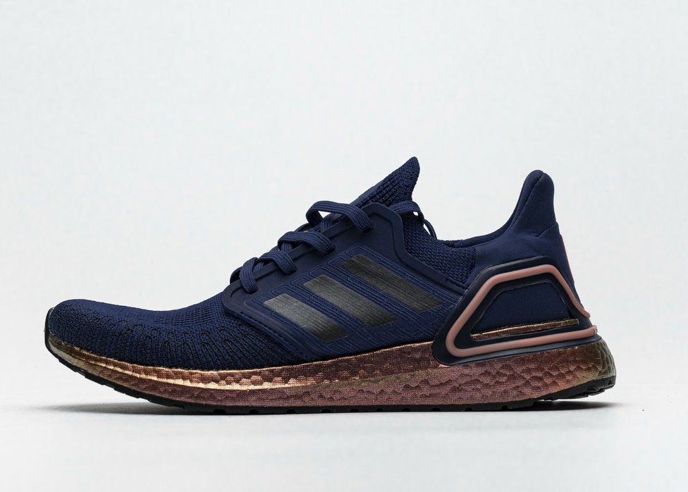 Tênis Adidas UltraBoost 20 - Azul Escuro e Dourado - Masculino 